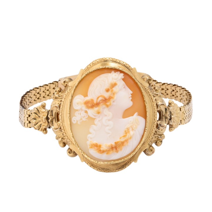 Biedermeier Armband mit Muschelkamee "Flora", 