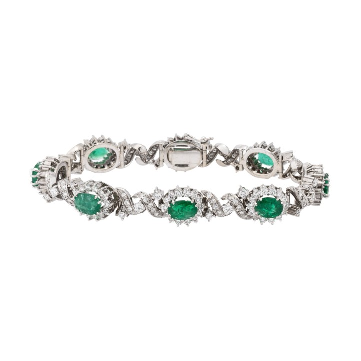 Armband mit Smaragden und Brillanten zus. ca. 6,5 ct, 