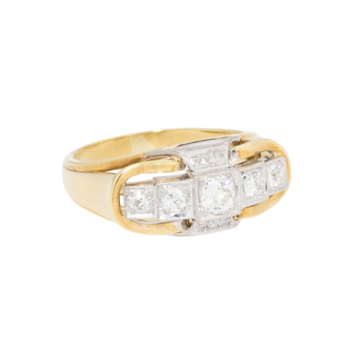 Ring mit Altschliffdiamanten und Diamantrosen 