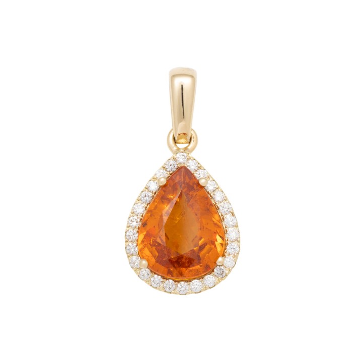 Anhänger, bes. mit 1 feinen Mandarin Granat Tropfem ca. 5 ct.  