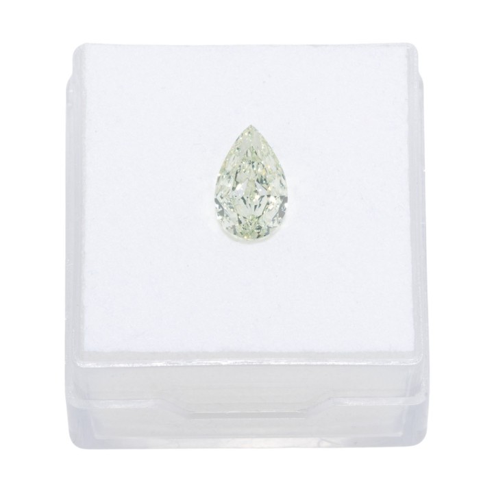Diamant im Tropfenschliff 1,35 ct.  Fancy Yellow-Green, Naturfarbe 