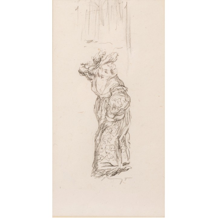 SLEVOGT, MAX (1868-1932), Bildnis einer mondän gekleideten Dame mit Hut, aus Goethes 'Faust', 