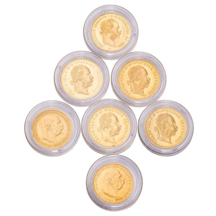 Österreich/ GOLDlot - 7x Goldmünze mit insg. ca. 22,7g Feingold, 