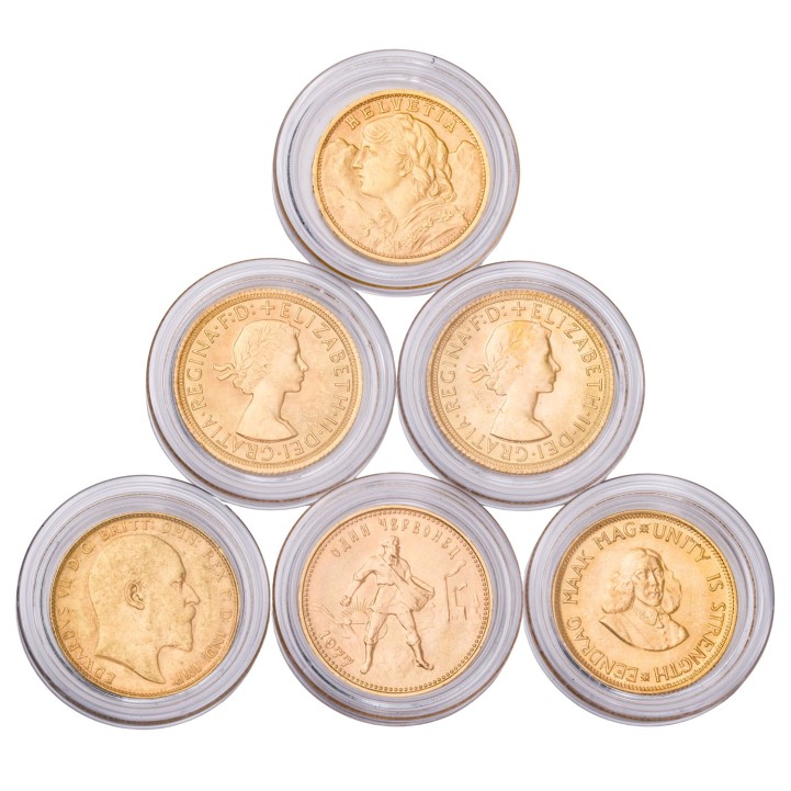Gemischtes GOLDlot - 6x Goldmünze mit insg. ca. 42,8g Feingold, 