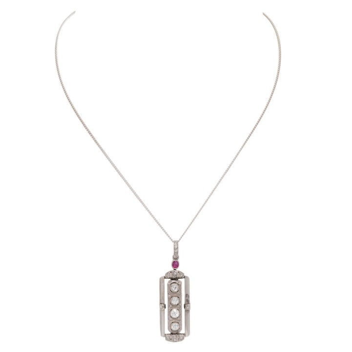 Anhänger mit 4 Altschliffdiamanten zus. ca. 0,6 ct,  