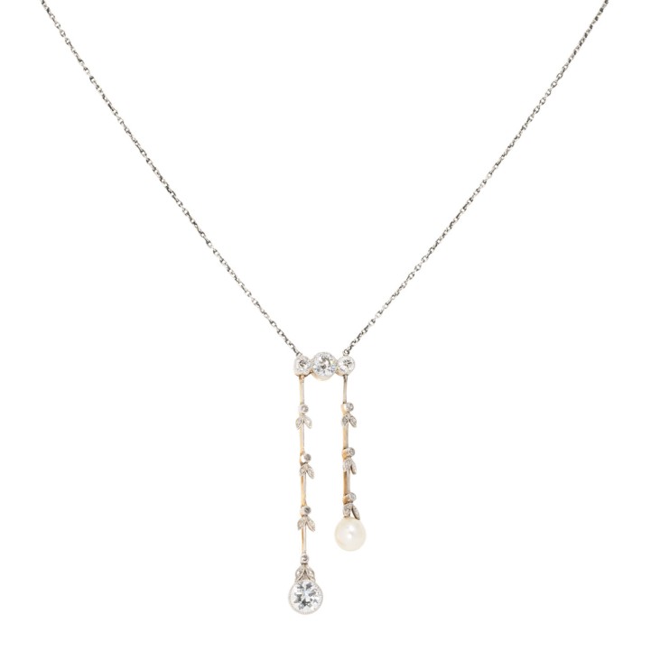 Antikes Collier mit Altschliff-Diamanten zus. ca. 1,9 ct.  