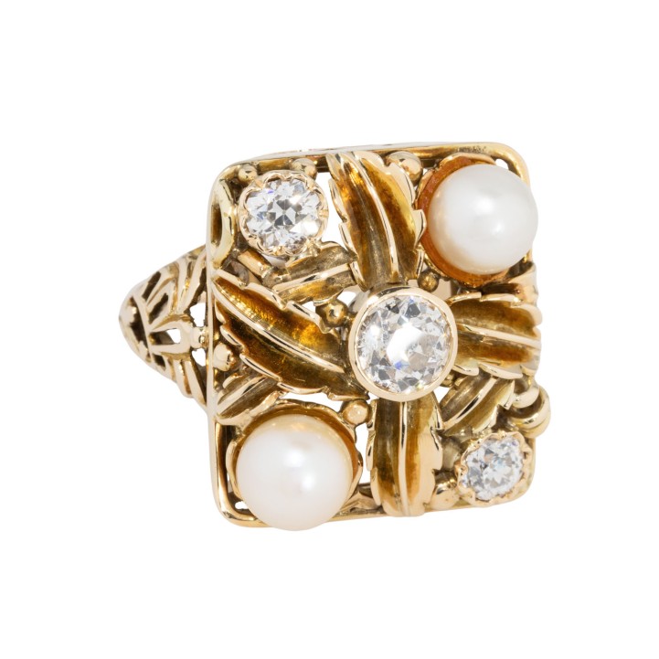 Ring Diamanten und Perlen,  