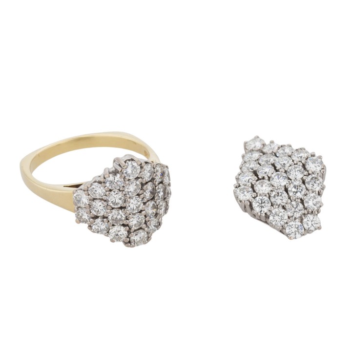 Set aus Ring und Anhänger mit Brillanten,  