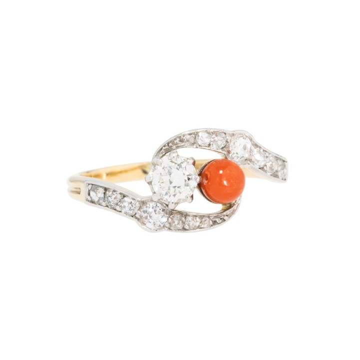 Ring "Moi et Toi" mit Diamanten zus. ca. 0,45 ct, 