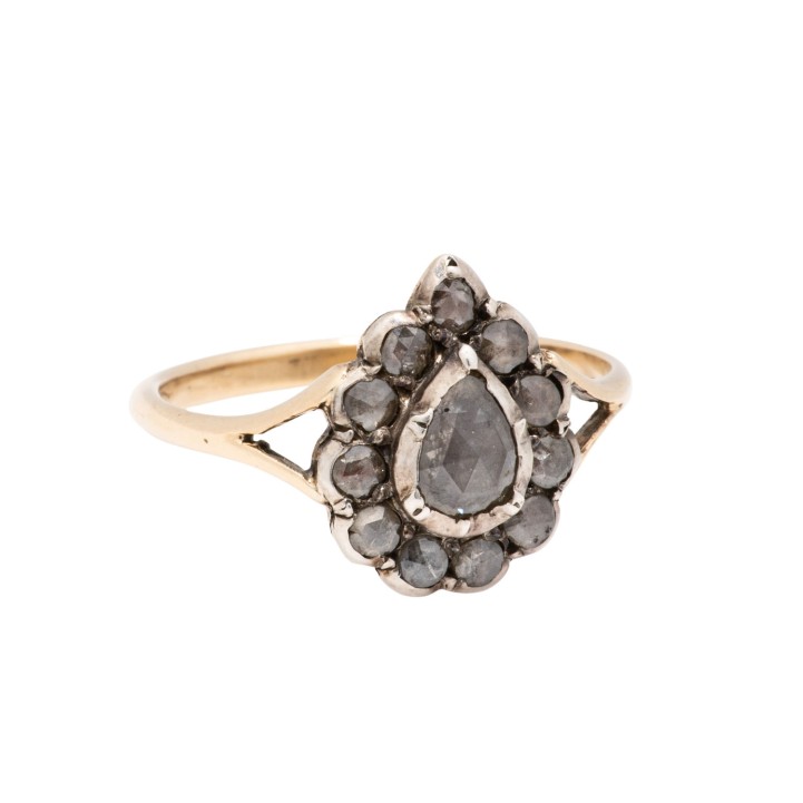 Historischer Ring mit Diamantrosen zus. ca. 0,25 ct,  