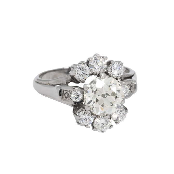Ring mit Altschliffdiamant von ca. 1,5 ct, 