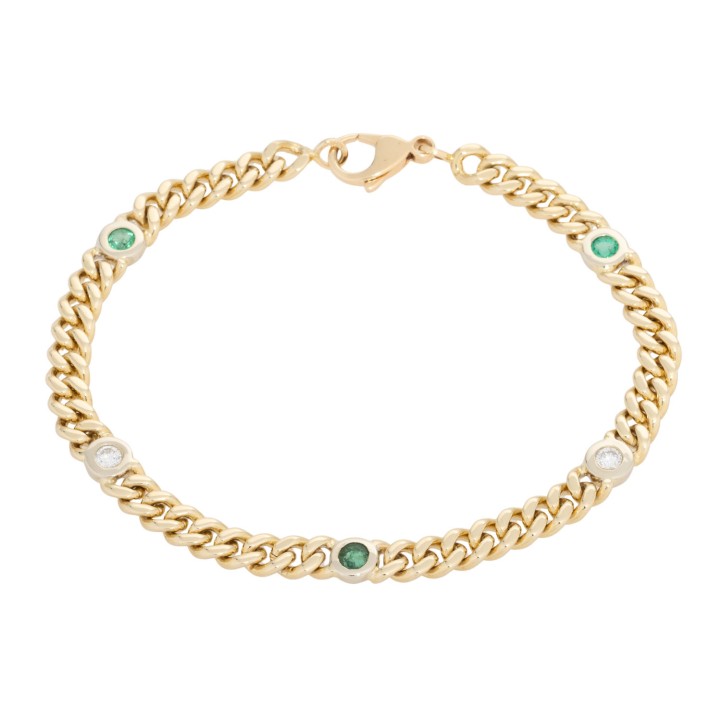 Armband mit 3 Smaragden und 2 Brillanten zus. ca. 0,2 ct, 