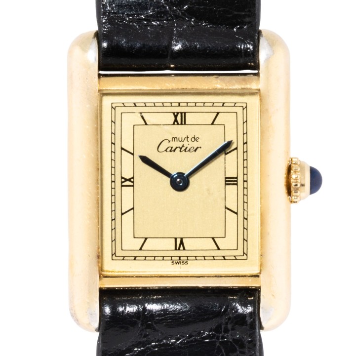 CARTIER Tank Vermeil 'Art Deco Dial' Ref 366001 Damenuhr. Ca. Ende der 80er Jahre.  