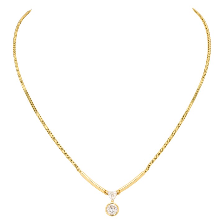 Collier mit Brillant und Diamant-Triangel 