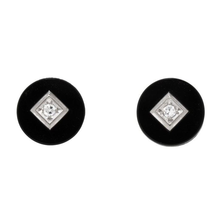Paar Ohrstecker mit Onyx, 