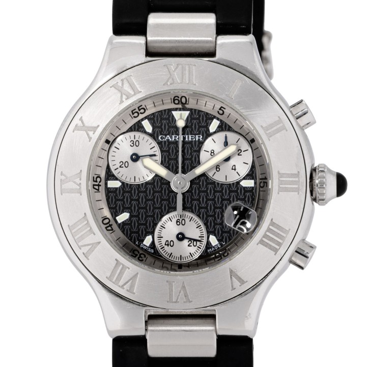CARTIER 21 Chronoscaph Ref 2424 Herrenuhr. Ca. 2000er Jahre.  