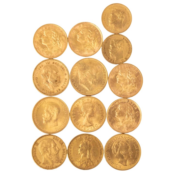 Europa/GOLD – kleines Konvolut mit dreizehn Goldmünzen, 