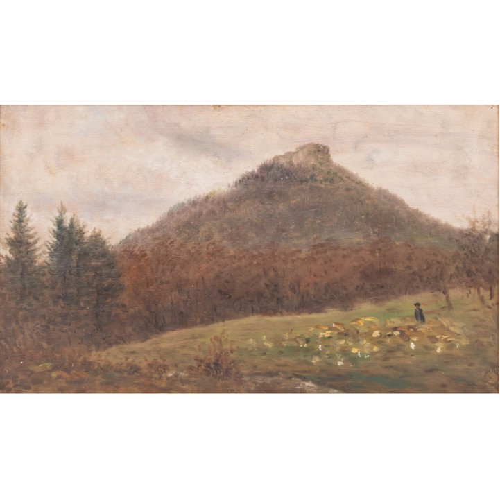 KORNBECK, JULIUS (1839-1920), 'Blick auf die Schwäbische Alb', wohl auf den Rechberg, 