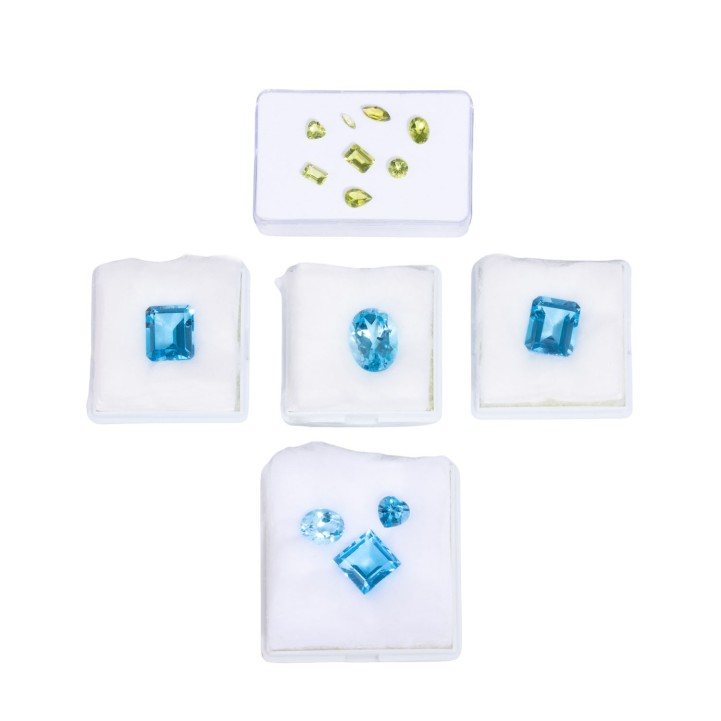 Konvolut Blautopase und Peridots,  