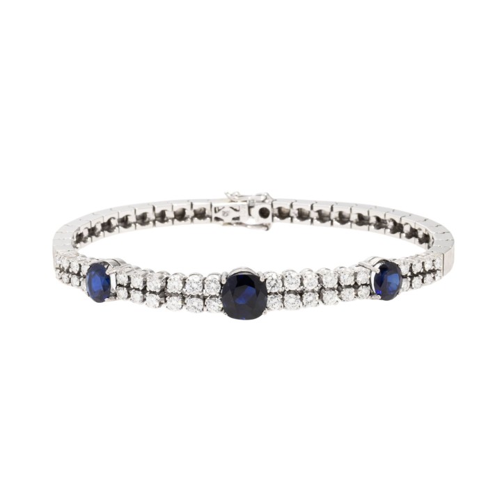 Armband mit 3 Saphiren und Brillanten,  