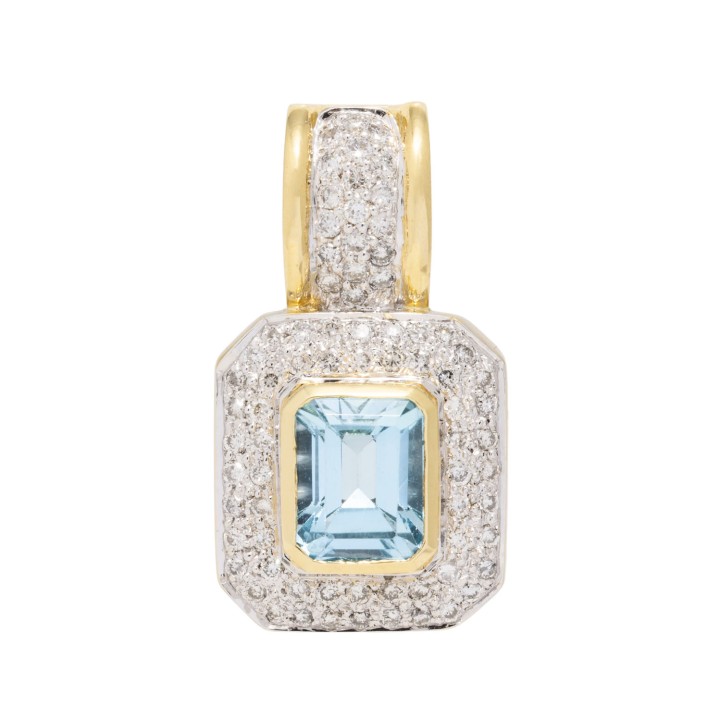 Anhänger mit blauem Topas und Brillanten  