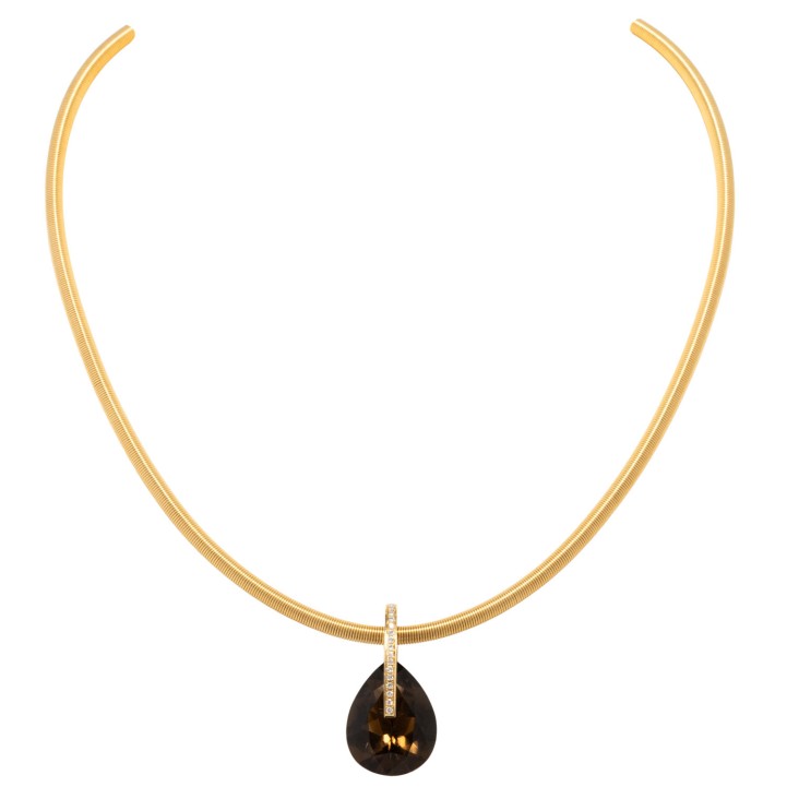 BUNZ Collier mit Anhänger mit Rauchquarz-Tropfen  