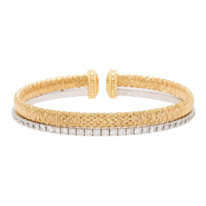 Elegante zweireihige Armspange mit 33 Brillanten zus. 1,65 ct,  