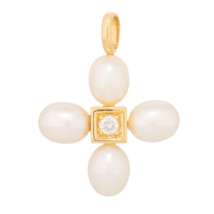 Anhänger 'Kreuz' mit Brillant von ca. 0,12 ct  