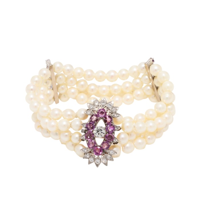 Ausdrucksstarkes Perlenarmband 4-reihig,  