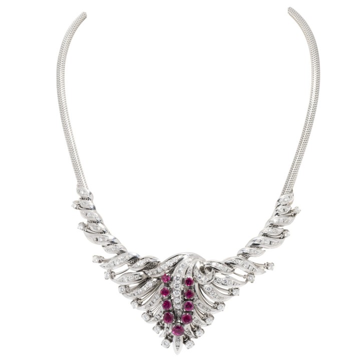 Prächtiges Collier mit Rubinen und Diamanten  