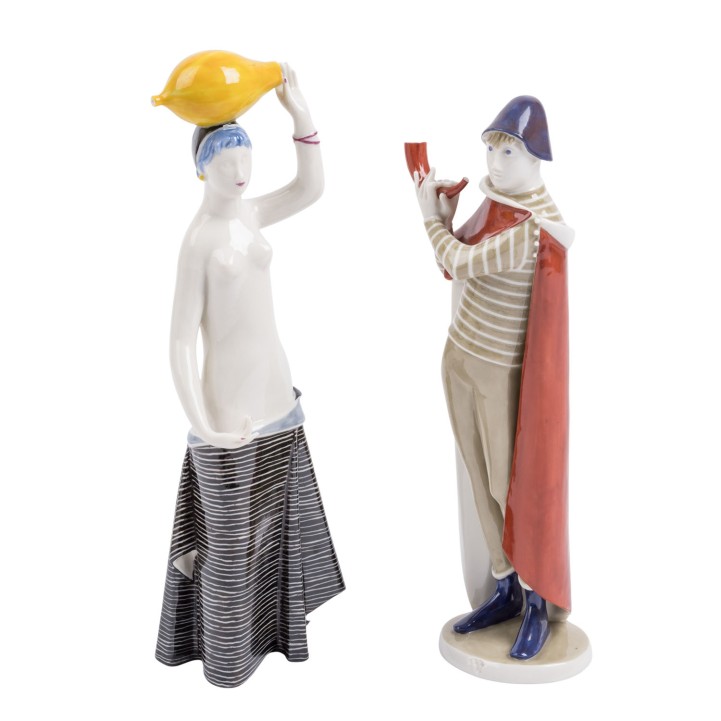 NYMPHENBURG, 2 Figuren, 20. Jh. 