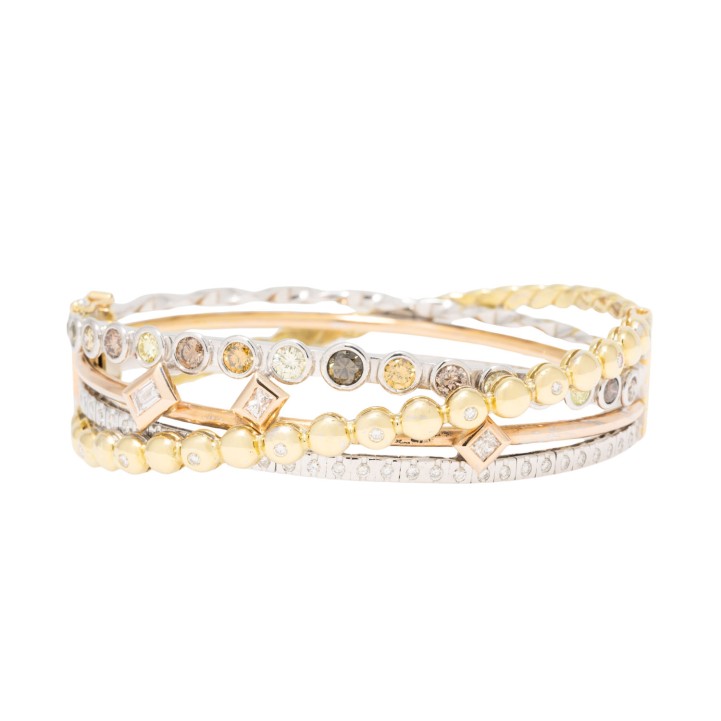 Extravaganter Armreif mit Diamanten und Brillanten zus. 4,1 ct. 