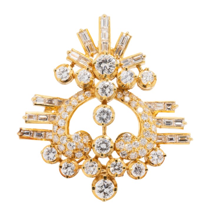 Anhänger/ Brosche mit Diamanten von zus. ca. 2,6 ct,  