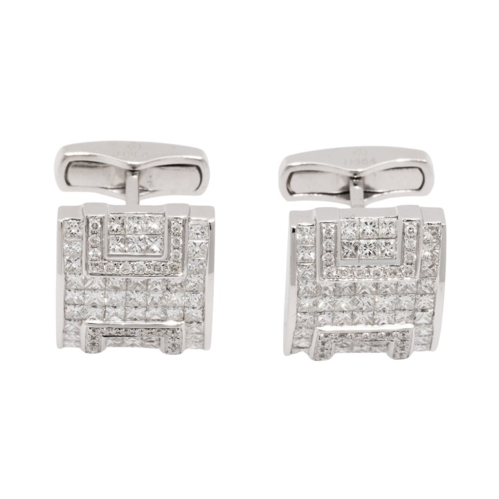 Manschettenknöpfe mit Diamanten von zus. ca. 3,64 ct,  