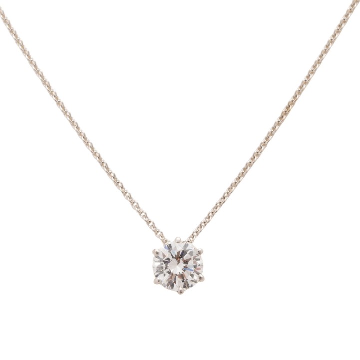 Collier mit Solitär-Brillant von ca. 0,92 ct, 
