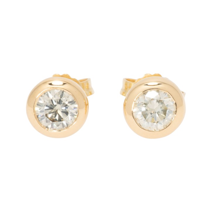 Brillantohrstecker zus. 1,04 ct. light braun/SI 