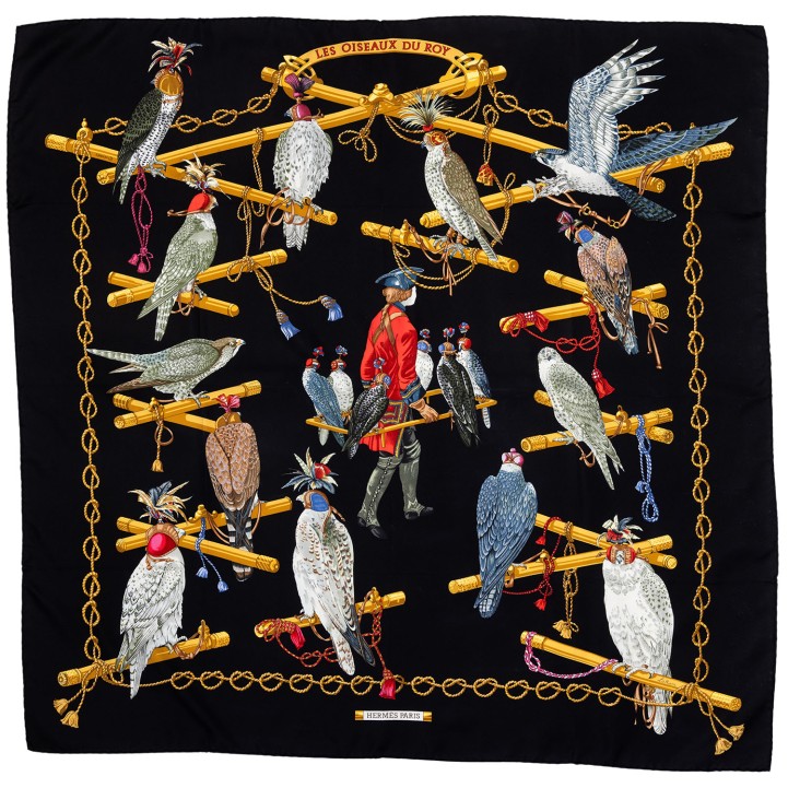 HERMÈS Seidencarré 'LES OISEAUX DU ROY'. 