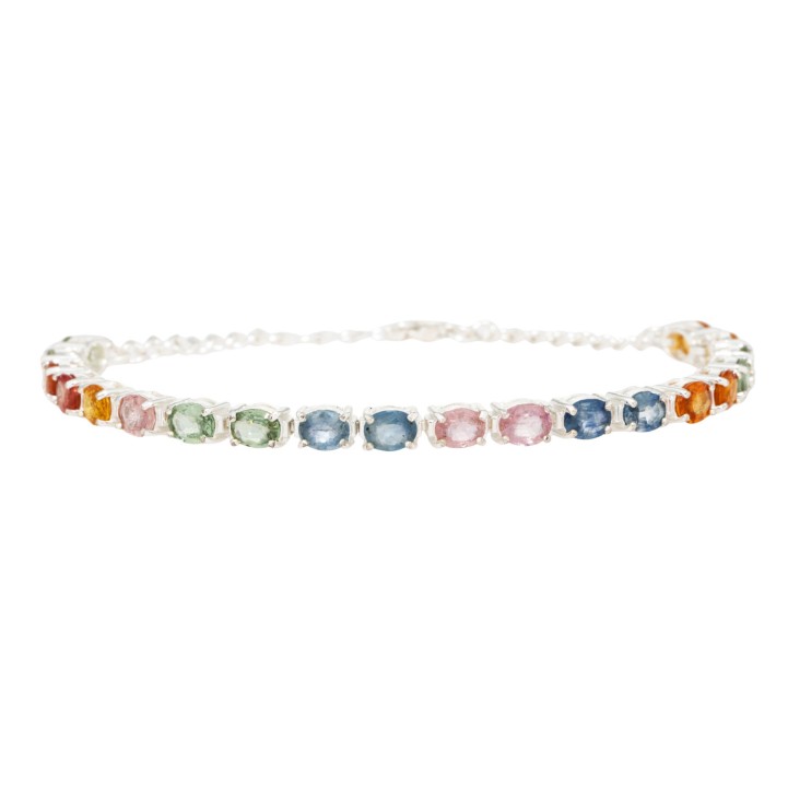 Armband mit 20 bunten Saphiren zus. ca. 6 ct,  