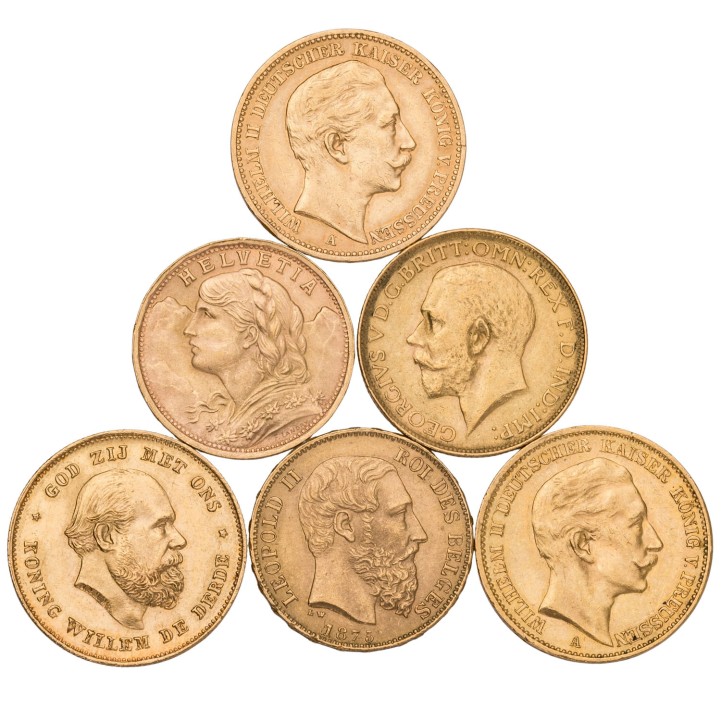 Gemischtes GOLD-Lot - 6 x Goldmünzen mit insg. ca. 39 g fein 