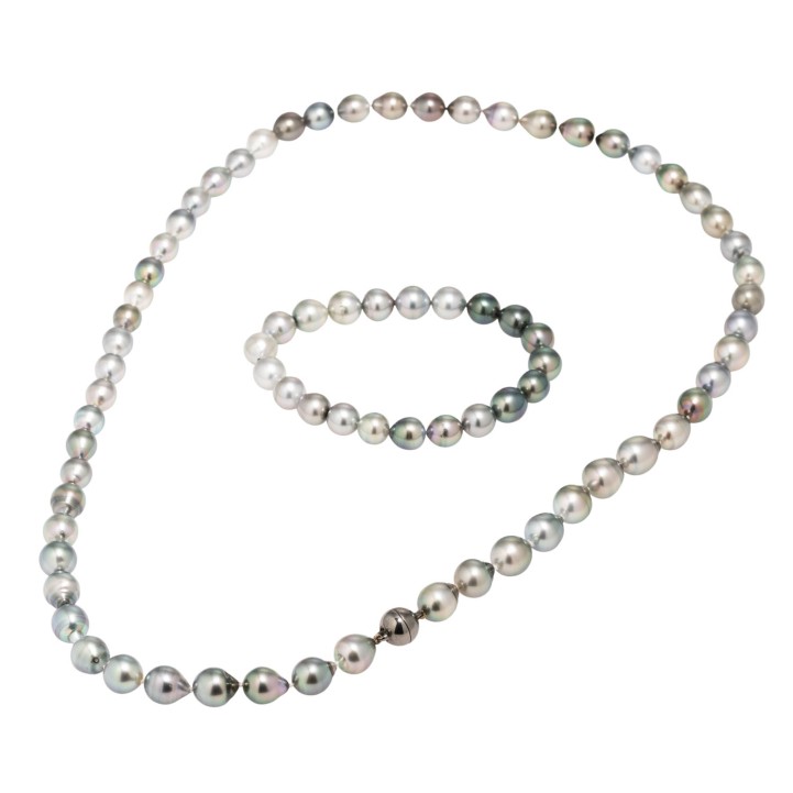 Schmuckset aus Tahitiperlen Collier und Armband,  