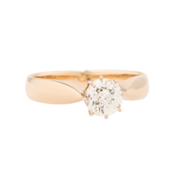 Solitärring mit Altschliffdiamant von ca, 0,75 ct,  