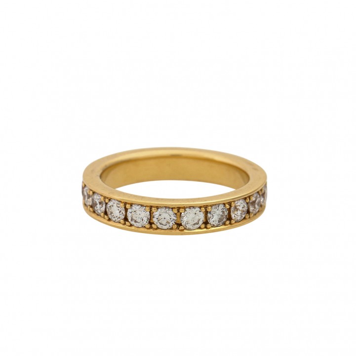 Memoire ring set with 21 diam.-brill. together ca. 1,77 ct. TW/SI RW: 55 GG 18K 