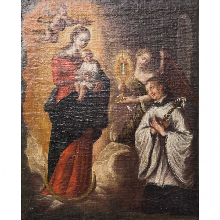 MALER des 18. Jh., "Anbetung der Maria mit Christuskind durch den Heiligen Antonius", 