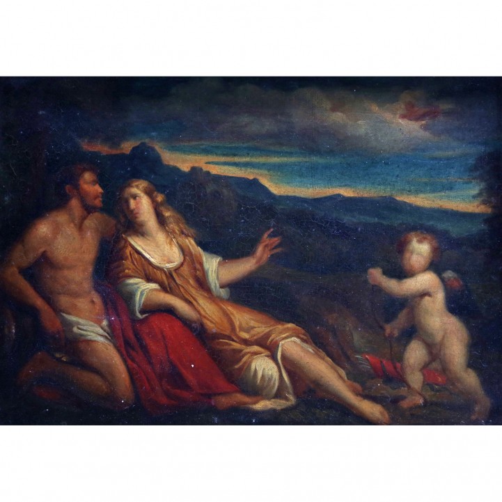 DEIKER, JOHANNES CHRISTIAN, attr. (Wetzlar 1822-1895 Düsseldorf), "Venus und Amor", Kopie nach J. Jordaens (?), 