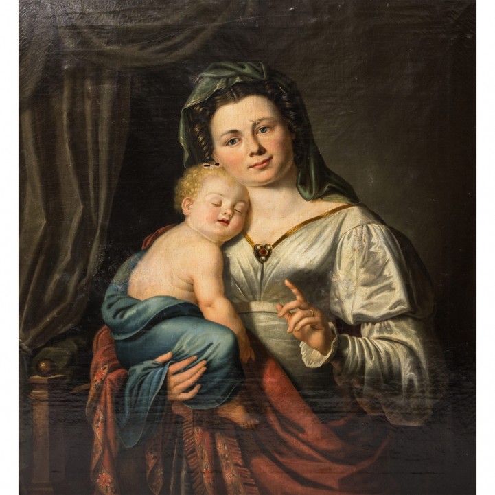 DEIKER, FRIEDRICH, attr. (Hanau 1792-1843 Wetzlar), "Mutter mit Kind", 