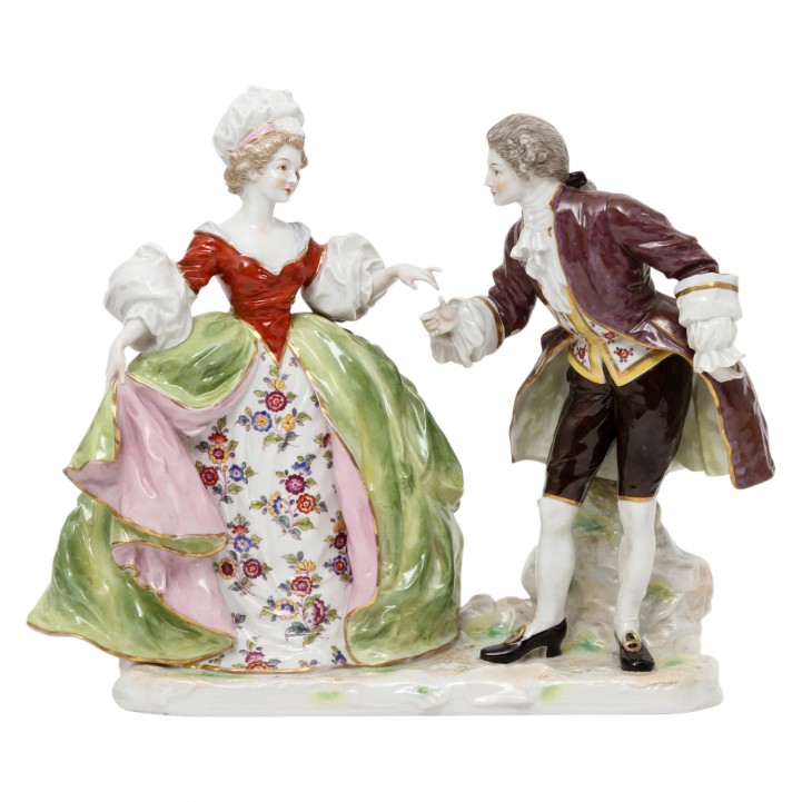 Figurengruppe "Kavalier und Dame" wohl 19. Jh. 