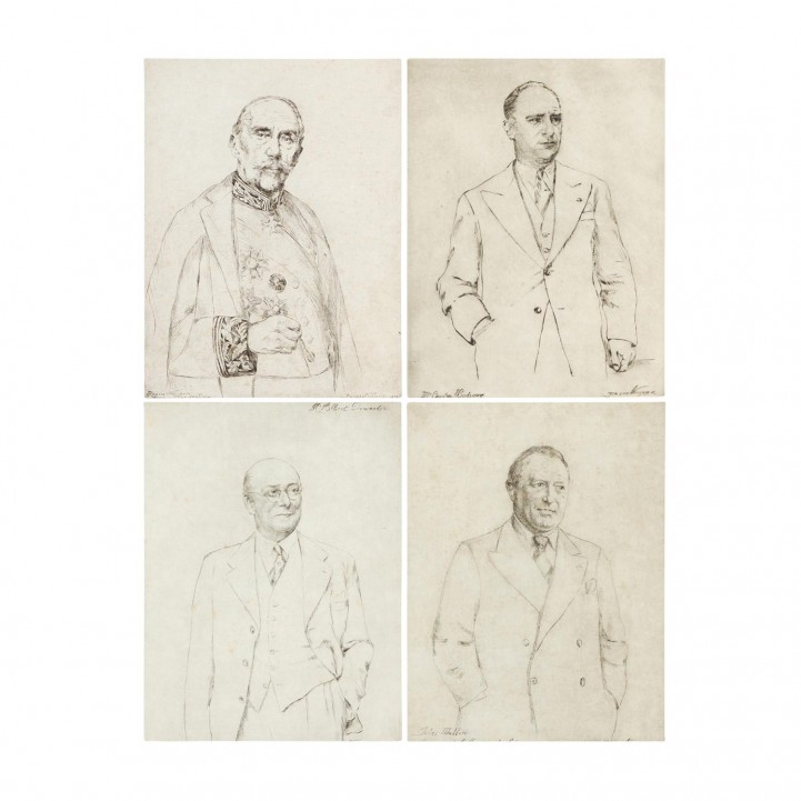 NEUJEANNE, JEANNE (1885-1970), 4 Portraits historischer Persönlichkeiten, 