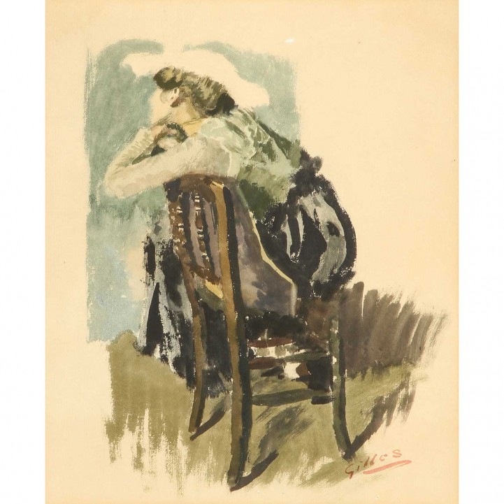 GILLES, NICOLAS (1870-1939), "Dame, im Profil auf einem Stuhl sitzend", 