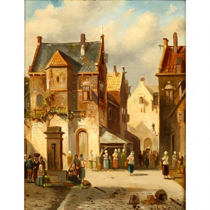 LEICKERT, CHARLES (1816-1907, belgischer Maler), 'Markttag in der Stadt',  