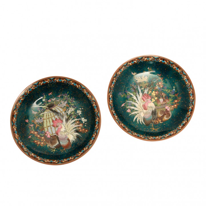 JAPAN Pair of cloisonné bowls, circa 1900. 